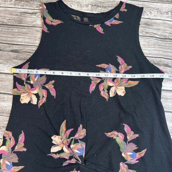 ANA A New Day Women's Twist Front Black Multicolor Floral Tank Top M Med Medium - Picture 9 of 12